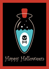 Happy Halloween card with a bottle of potion