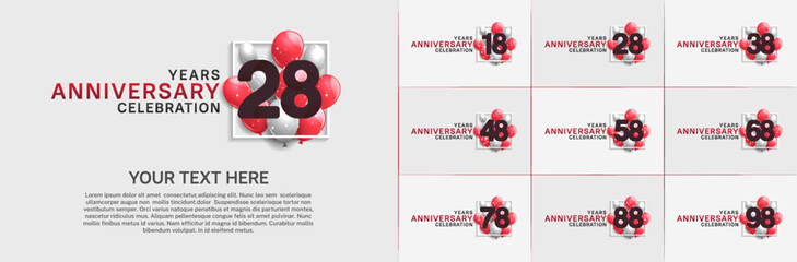 set of anniversary with colorful balloons can be use for celebration moment