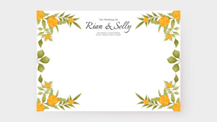 Elegant wedding invitation background with watercolor yellow flower