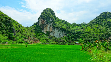 Road from Ha Giang to Dong Van. Karst plateau , Vietnam