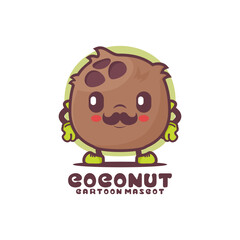 coconut cartoon mascot. fruit vector illustration
