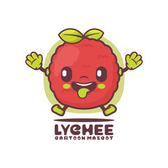 lychee cartoon mascot. fruit vector illustration