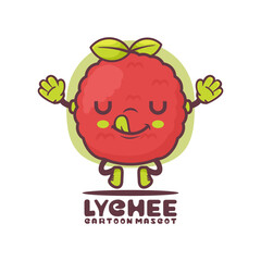 lychee cartoon mascot. fruit vector illustration