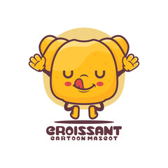 croissant cartoon mascot. food vector illustration