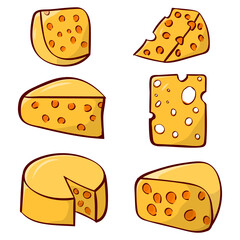 set of cheese vector hand drawn