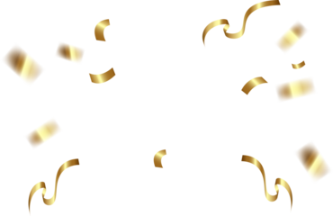 Falling gold confetti ribbon