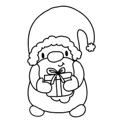 santa claus with christmas gift cartoon doodle for kids coloring books 
