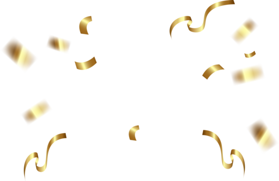 Falling gold confetti ribbon