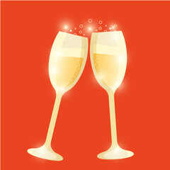 two glasses of champagne illustration
New year card 2023