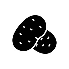Black solid icon for potato