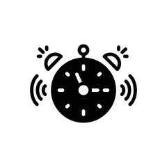 Black solid icon for alarm