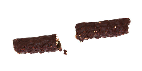 chocolate covered cakes with crushed nuts isolated on transparent background png file