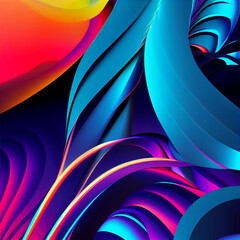 Abstract Waving Bright Multi Colors Background