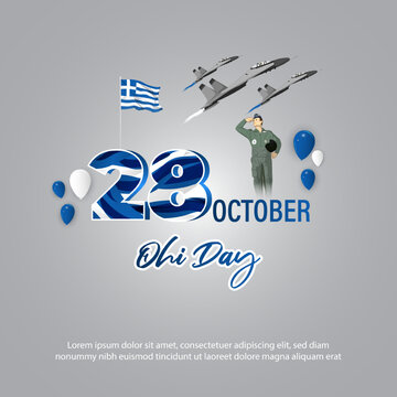 Vector Illustration For Ohi Day 28 October Greece