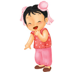 happy chinese little girl laughing.
