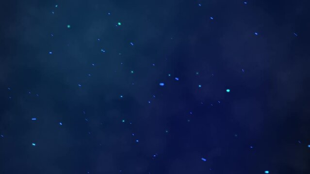 Particle video with particles dancing on a blue background [Loop processed]