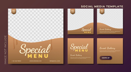 Vector design for food template, social media post, social media history, special, menu banner