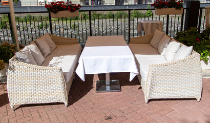 Table with chairs in a street cafe