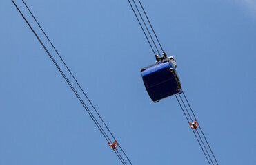 Cableway in the mountains. Transport