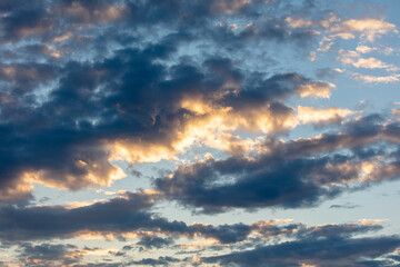 Clouds in the sky at sunset.