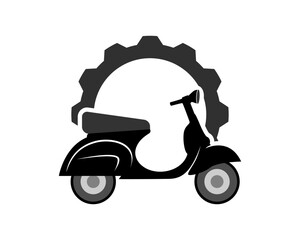 Gear shape with motorcycle inside