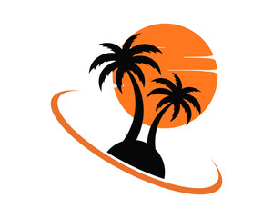 Oval with palm silhouette inside