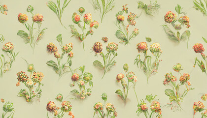 vintage seamless flowers pattern on green background