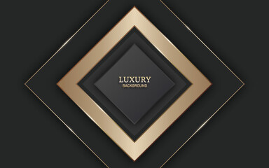 
Luxury black and 3d gold abstract geometric background with square