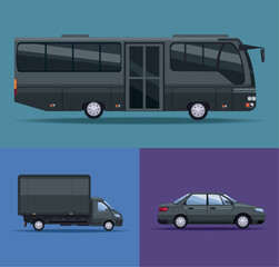 three black vehicles mockup