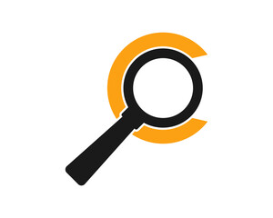 Letter C with magnifying glass inside