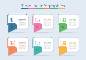 Timeline Infographics Design Marketing Icons. Usable for Workflow Layout, Diagram, Annual Report, Web Design. Business Data Visualization with steps or Processes