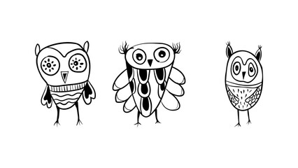 Vector graphic of Hand drawn owl set isolated on white background. Owl sketch black and white hand drawn image. Hand drawn sketch style illustration. Vector illustration eps10.
