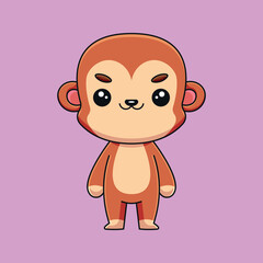 cute monkey cartoon doodle art hand drawn concept vector kawaii icon illustration