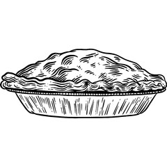 Hand drawn Baked Pie Sketch Illustration