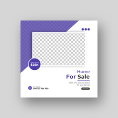 Real estate house social media Instagram post or web banner template	