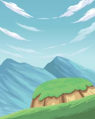 Gordijnen beauty landscape anime with mountains © Jemastock