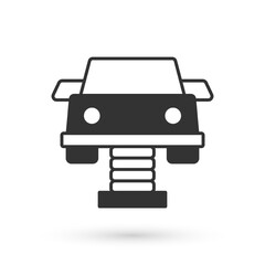 Grey Swing car on the playground icon isolated on white background. Childrens carousel with car. Amusement icon. Vector