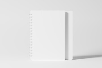 A4 A5 Rounded Corner Spiral Notebook 3D Rendering White Blank Mockup