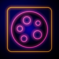Glowing neon Moon icon isolated on black background. Vector