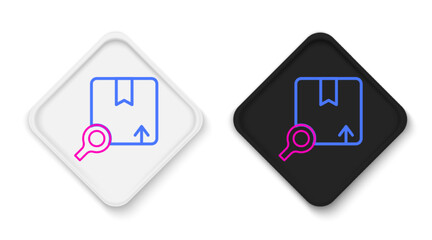 Line Search package icon isolated on white background. Parcel tracking symbol. Magnifying glass and cardboard box. Logistic and delivery. Colorful outline concept. Vector