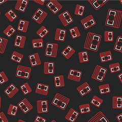 Line Stacks paper money cash icon isolated seamless pattern on black background. Money banknotes stacks. Bill currency. Vector