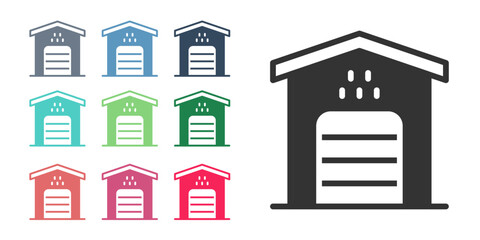 Black Garage for taxi car icon isolated on white background. Set icons colorful. Vector