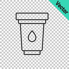 Black line Water filter cartridge icon isolated on transparent background. Vector