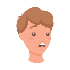 Man Head Showing Shocked Face Expression and Emotion Gasping Half-turned Vector Illustration