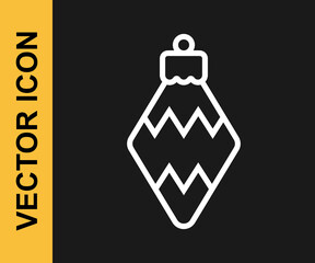 White line Christmas toy icon isolated on black background. Merry Christmas and Happy New Year. Vector