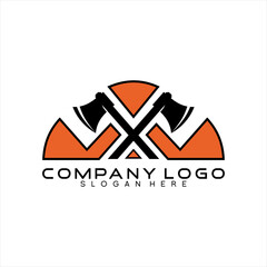 Crossed ax design vector logo with abstract letter X concept.