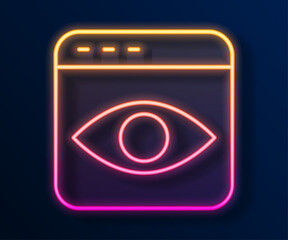 Glowing neon line Personal information collection icon isolated on black background. Collection of personal data. Vector