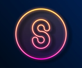 Naklejka premium Glowing neon line Compass south icon isolated on black background. Windrose navigation symbol. Wind rose sign. Vector