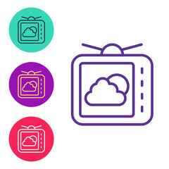 Set line Weather forecast icon isolated on white background. Set icons colorful. Vector