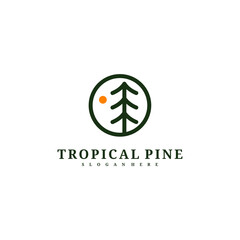 Obraz premium Pine Tree logo design vector template, Tropical forest logo concepts illustration.